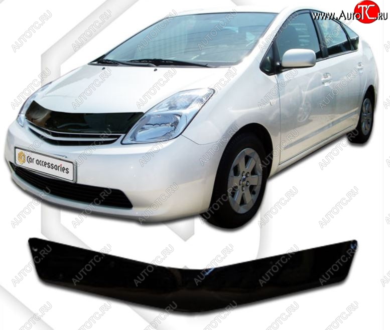 2 079 р. Дефлектор капота (левый руль) CA-Plastiс Toyota Prius XW20 дорестайлинг (2003-2005) (серия Classic черный, Без надписи)  с доставкой в г. Воронеж
