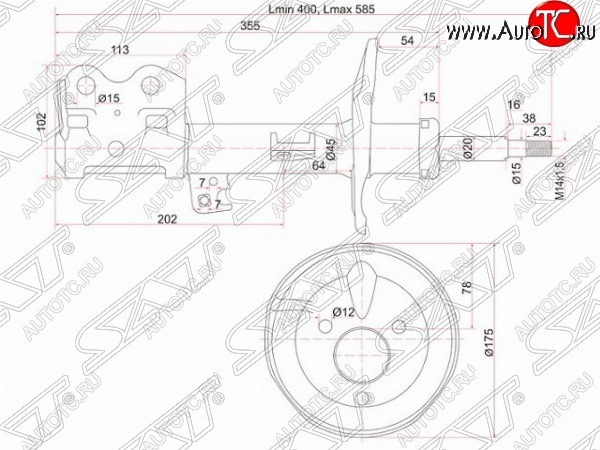3 799 р. Правый амортизатор передний SAT  Toyota Prius  XW20 (2003-2011) дорестайлинг, рестайлинг  с доставкой в г. Воронеж