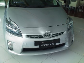 1 479 р. Декоративные элементы решетки радиатора SAT  Toyota Prius  XW30 (2009-2011) дорестайлинг (Хром)  с доставкой в г. Воронеж. Увеличить фотографию 2