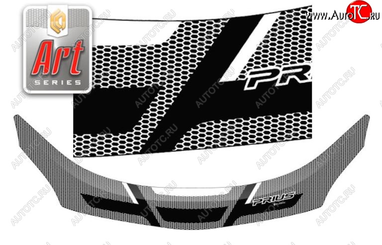 2 599 р. Дефлектор капота CA-Plastiс exclusive  Toyota Prius  XW30 (2009-2011) дорестайлинг (Серия Art графит)  с доставкой в г. Воронеж