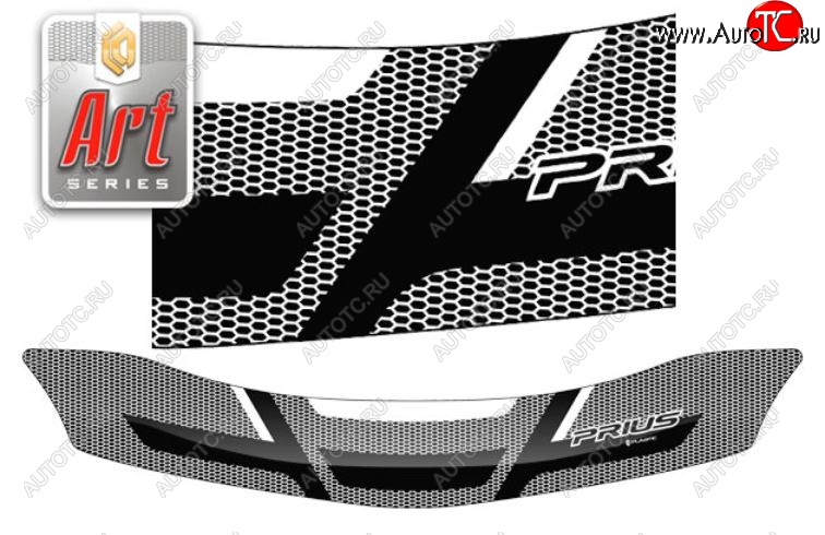 2 199 р. Дефлектор капота CA-Plastiс  Toyota Prius  XW30 (2009-2011) дорестайлинг (Серия Art белая)  с доставкой в г. Воронеж