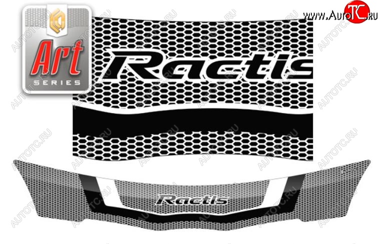 2 159 р. Дефлектор капота (рынок Японии) CA-Plastiс  Toyota Ractis (2005-2010) (Серия Art белая)  с доставкой в г. Воронеж