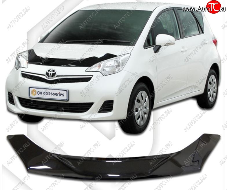 2 079 р. Дефлектор капота CA-Plastiс Toyota Ractis (2010-2016) (Classic черный, Без надписи)  с доставкой в г. Воронеж