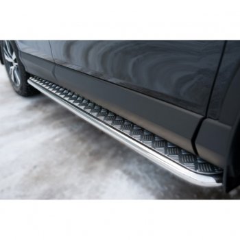 22 949 р. Пороги труба d42 с листом (Лист алюм,проф.сталь)(v2) SLITKOFF  Toyota RAV4  XA40 (2015-2019) 5 дв. рестайлинг  с доставкой в г. Воронеж. Увеличить фотографию 2