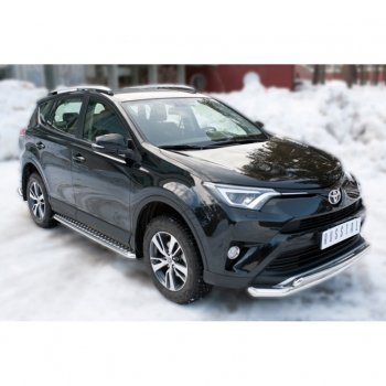 22 949 р. Пороги труба d42 с листом (Лист алюм,проф.сталь)(v2) SLITKOFF  Toyota RAV4  XA40 (2015-2019) 5 дв. рестайлинг  с доставкой в г. Воронеж. Увеличить фотографию 4