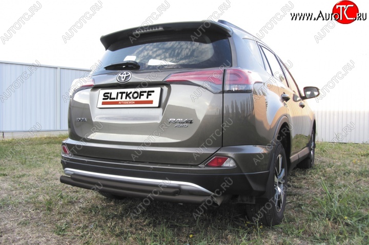 7 749 р. Защита задняя Slitkoff Toyota RAV4 XA40 5 дв. рестайлинг (2015-2019) (Цвет: серебристый)  с доставкой в г. Воронеж