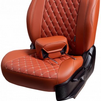 14 999 р. Чехлы для сидений Lord Autofashion Байрон (экокожа, 60/40, подлокотник, 3 Г-образных подголовника)  Toyota RAV4  XA40 (2012-2019) 5 дв. дорестайлинг, 5 дв. рестайлинг (Коричневый, вставка коричневая, строчка бежевая)  с доставкой в г. Воронеж. Увеличить фотографию 5