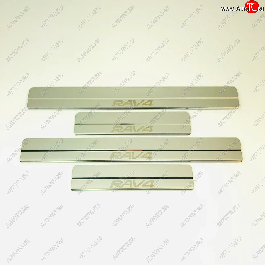 2 199 р. Накладки порожков салона INOX Toyota RAV4 XA40 5 дв. дорестайлинг (2012-2015) (Нержавеющая сталь)  с доставкой в г. Воронеж