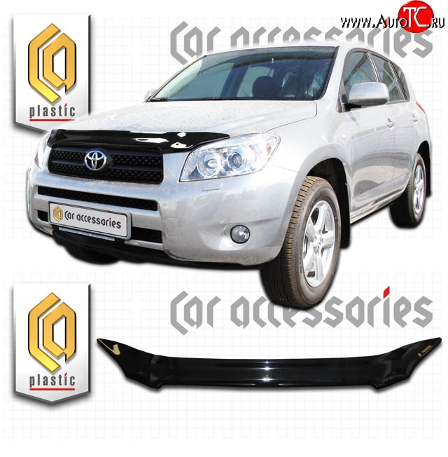 1 999 р. Дефлектор капота CA-Plastic  Toyota RAV4  XA305 (2005-2009) 5 дв. дорестайлинг (Classic черный, Без надписи)  с доставкой в г. Воронеж