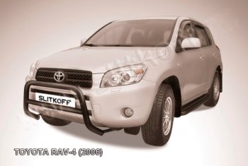 21 999 р. Защита переднего бампера Slitkoff (Ø57 мм, низкая) Toyota RAV4 XA305 5 дв. дорестайлинг (2005-2009) (Нержавейка полированная)  с доставкой в г. Воронеж. Увеличить фотографию 2