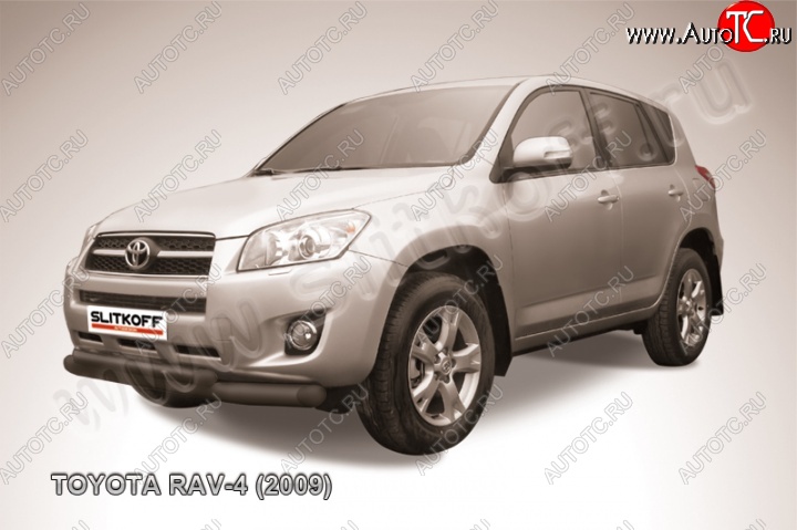 9 999 р. Защита переднего бампер Slitkoff  Toyota RAV4  XA30 (2008-2010) 5 дв. 1-ый рестайлинг (Цвет: серебристый)  с доставкой в г. Воронеж