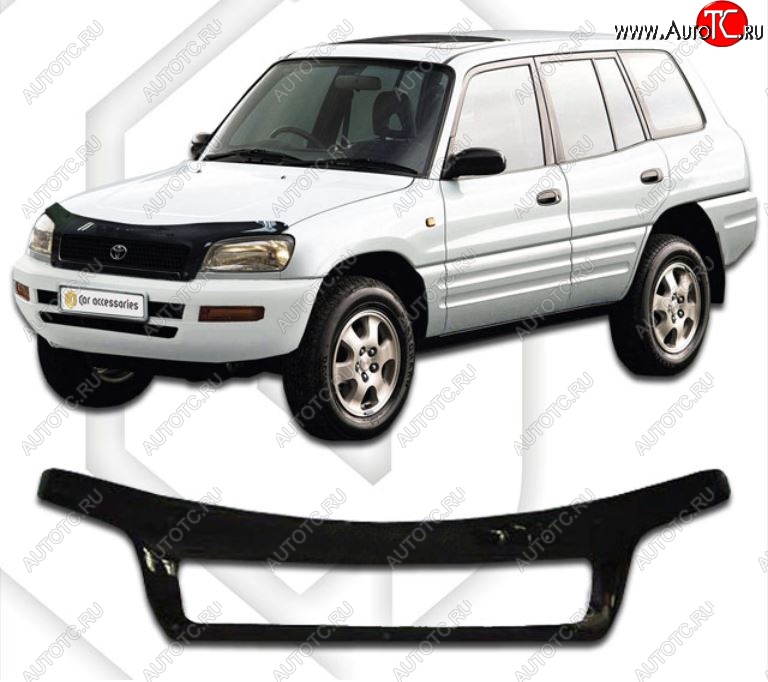 2 399 р. Дефлектор капота CA-Plastiс  Toyota RAV4  XA10 (1994-2000) 5 дв. дорестайлинг, 5 дв. рестайлинг (Classic черный, Без надписи)  с доставкой в г. Воронеж