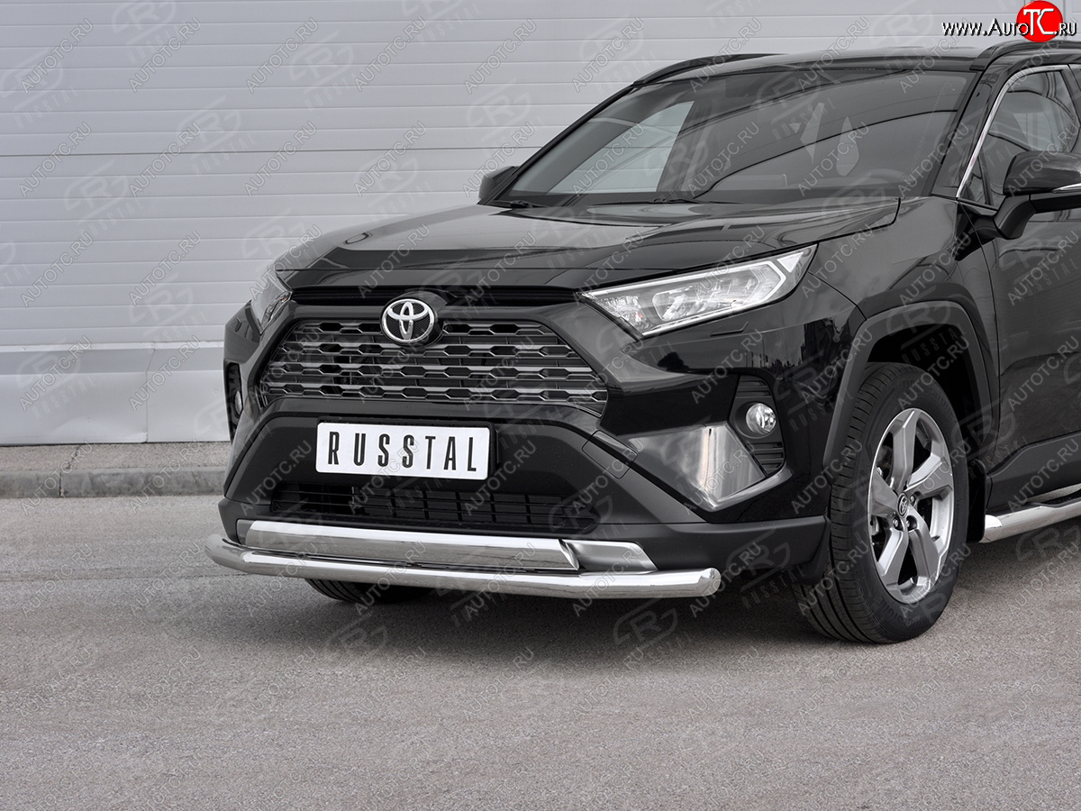 16 399 р. Защита переднего бампера (2 трубы Ø63 и 75х42 мм, нержавейка) Russtal Toyota RAV4 XA50 5 дв. дорестайлинг (2018-2025)  с доставкой в г. Воронеж