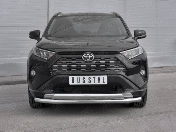 16 399 р. Защита переднего бампера (2 трубы Ø63 и 75х42 мм, нержавейка) Russtal Toyota RAV4 XA50 5 дв. дорестайлинг (2018-2025)  с доставкой в г. Воронеж. Увеличить фотографию 2