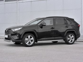 18 899 р. Защита переднего бампера (2 трубы Ø42 мм, нержавейка) SLITKOFF Toyota RAV4 XA50 5 дв. дорестайлинг (2018-2025)  с доставкой в г. Воронеж. Увеличить фотографию 2