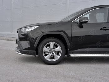 18 899 р. Защита переднего бампера (2 трубы Ø42 мм, нержавейка) SLITKOFF Toyota RAV4 XA50 5 дв. дорестайлинг (2018-2025)  с доставкой в г. Воронеж. Увеличить фотографию 4