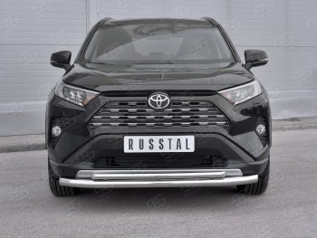 Защита переднего бампера (2 трубы Ø63 и 42 мм, нержавейка) SLITKOFF Toyota RAV4 XA50 5 дв. дорестайлинг (2018-2025)