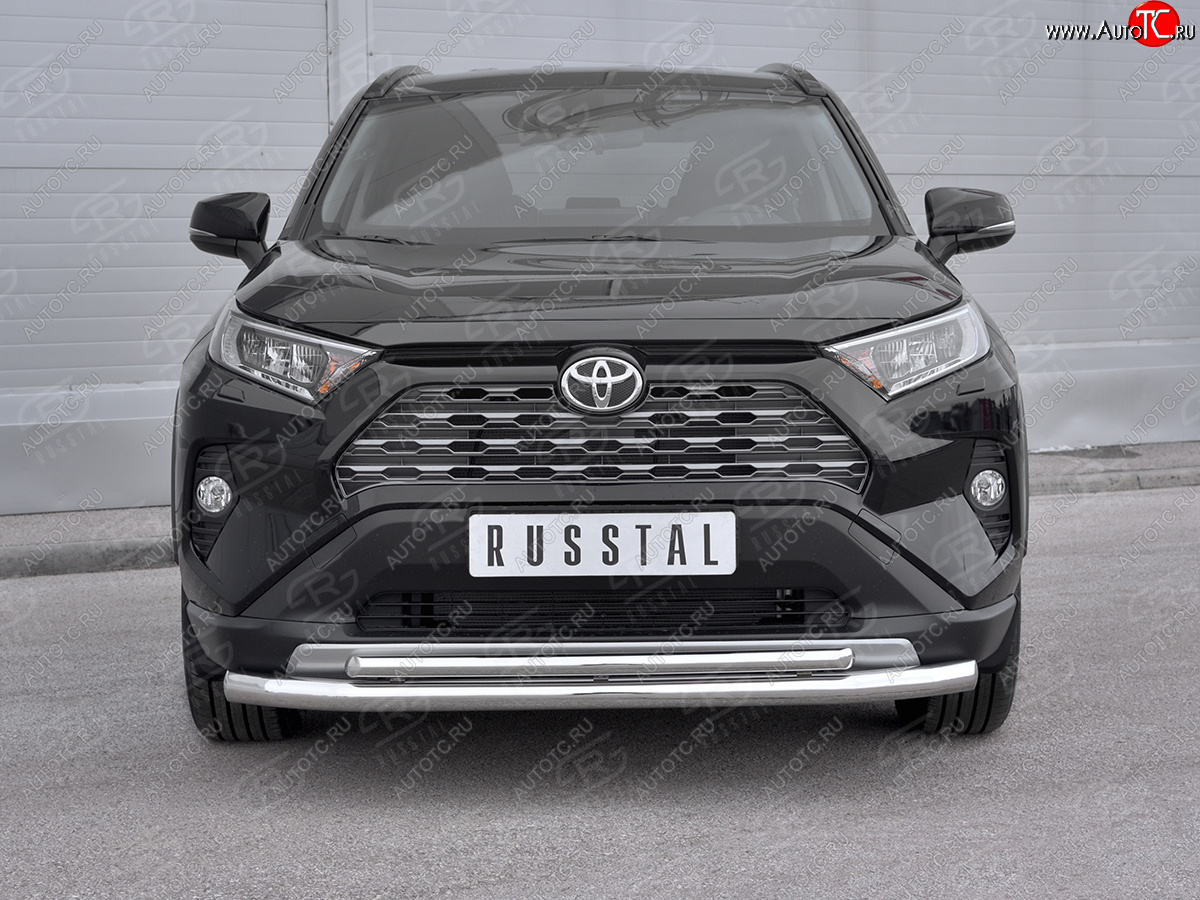 19 999 р. Защита переднего бампера (2 трубы Ø63 и 42 мм, нержавейка) SLITKOFF Toyota RAV4 XA50 5 дв. дорестайлинг (2018-2025)  с доставкой в г. Воронеж