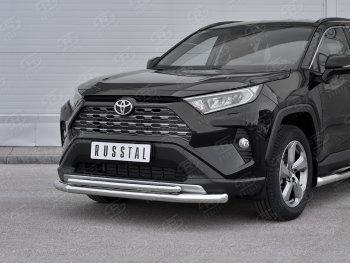19 999 р. Защита переднего бампера (2 трубы Ø63 и 42 мм, нержавейка) SLITKOFF Toyota RAV4 XA50 5 дв. дорестайлинг (2018-2025)  с доставкой в г. Воронеж. Увеличить фотографию 2