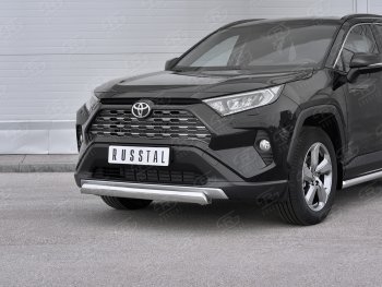 Защита переднего бампера (Ø75х42 мм, нержавейка) Russtal Toyota RAV4 XA50 5 дв. дорестайлинг (2018-2025)