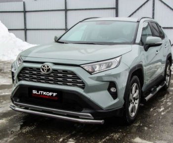 10 749 р. Защита переднего бампера Slitkoff (Ø57 мм)  Toyota RAV4  XA50 (2018-2025) 5 дв. дорестайлинг (Нержавейка)  с доставкой в г. Воронеж. Увеличить фотографию 2