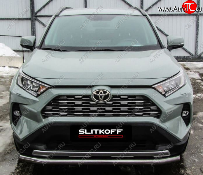 10 749 р. Защита переднего бампера Slitkoff (Ø57 мм)  Toyota RAV4  XA50 (2018-2025) 5 дв. дорестайлинг (Нержавейка)  с доставкой в г. Воронеж