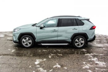 13 349 р. Пороги алюминиевые Slitkoff  Toyota RAV4  XA50 (2018-2025) 5 дв. дорестайлинг (Optima Silver)  с доставкой в г. Воронеж. Увеличить фотографию 2