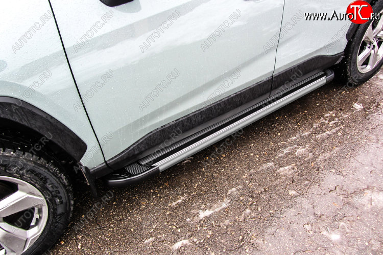 10 699 р. Пороги алюминиевые Slitkoff  Toyota RAV4  XA50 (2018-2025) 5 дв. дорестайлинг (Luxe Silver)  с доставкой в г. Воронеж