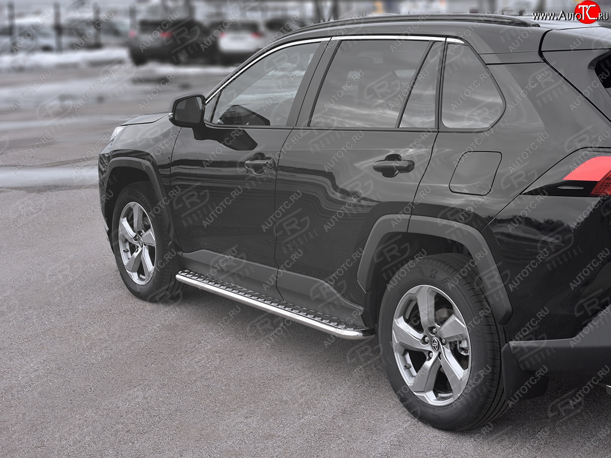 24 649 р. Пороги SLITKOFF d42 с листом  Toyota RAV4  XA50 (2018-2025) 5 дв. дорестайлинг (лист алюминий, труба нержавейка)  с доставкой в г. Воронеж