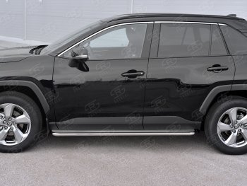 35 549 р. Пороги SLITKOFF d42 с листом  Toyota RAV4  XA50 (2018-2025) 5 дв. дорестайлинг (лист нержавейка, труба нержавейка)  с доставкой в г. Воронеж. Увеличить фотографию 2