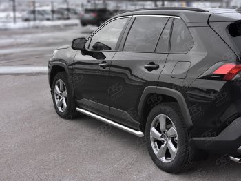 19 999 р. Защита порогов на SLITKOFF труба d63  Toyota RAV4  XA50 (2018-2025) 5 дв. дорестайлинг (защита порогов со скосами на торцах)  с доставкой в г. Воронеж. Увеличить фотографию 2