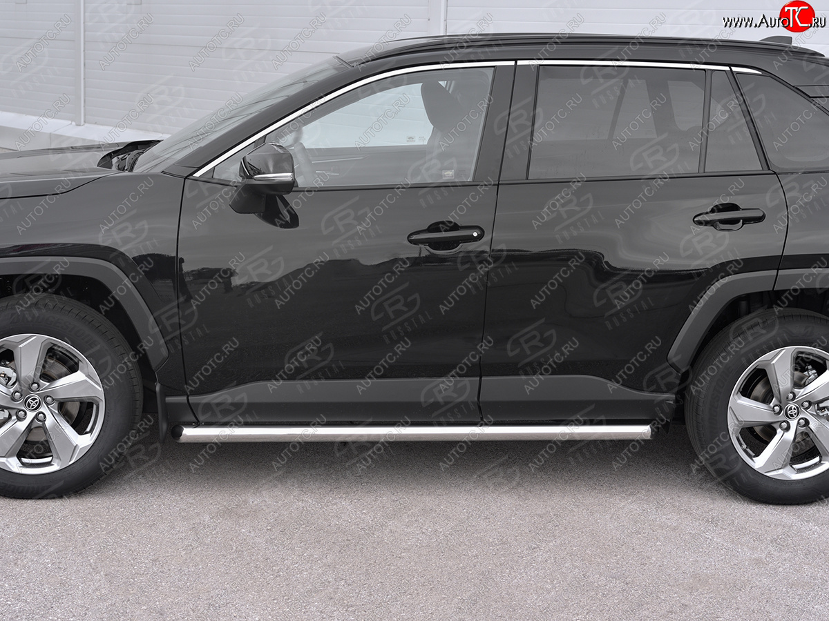 19 999 р. Защита порогов на SLITKOFF труба d63  Toyota RAV4  XA50 (2018-2025) 5 дв. дорестайлинг (защита порогов со скосами на торцах)  с доставкой в г. Воронеж