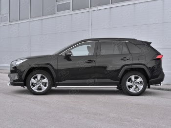 19 999 р. Защита порогов на SLITKOFF труба d63  Toyota RAV4  XA50 (2018-2025) 5 дв. дорестайлинг (защита порогов с закругленными торцами)  с доставкой в г. Воронеж. Увеличить фотографию 2