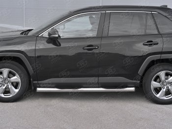 24 549 р. Защита порогов на SLITKOFF d76 с накладкой  Toyota RAV4  XA50 (2018-2025) 5 дв. дорестайлинг (защита порогов со скосами на торцах)  с доставкой в г. Воронеж. Увеличить фотографию 3
