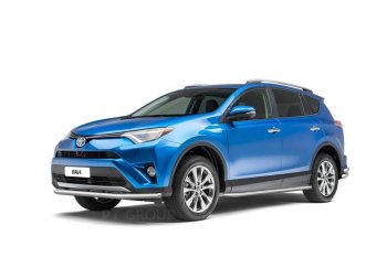 25 919 р. Порожки для ног из трубы Ø51 с алюминиевой площадкой Petroil Tuning  Toyota RAV4  XA40 (2012-2019) 5 дв. дорестайлинг, 5 дв. рестайлинг (Нержавеющая полированная сталь)  с доставкой в г. Воронеж. Увеличить фотографию 2