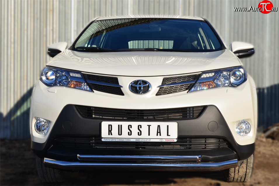 17 799 р. Защита переднего бампера (2 трубыØ63 и 42 мм, нержавейка) SLITKOFF  Toyota RAV4  XA40 (2012-2015) 5 дв. дорестайлинг  с доставкой в г. Воронеж