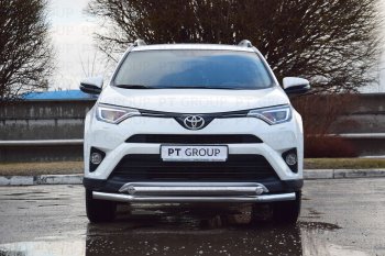 23 799 р. Защита переднего бампера двойная из труб d63/63 мм Petroil Tuning  Toyota RAV4  XA40 (2015-2019) 5 дв. рестайлинг (Нержавеющая полированная сталь)  с доставкой в г. Воронеж. Увеличить фотографию 1