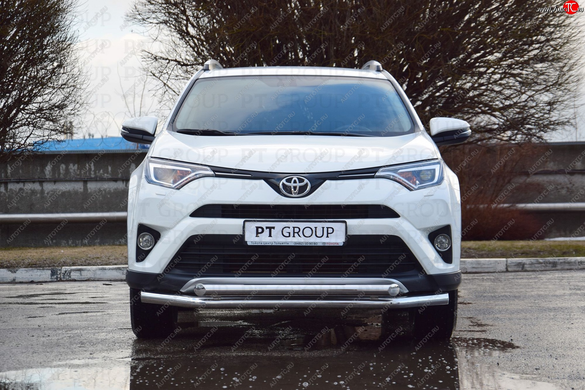 23 799 р. Защита переднего бампера двойная из труб d63/63 мм Petroil Tuning  Toyota RAV4  XA40 (2015-2019) 5 дв. рестайлинг (Нержавеющая полированная сталь)  с доставкой в г. Воронеж