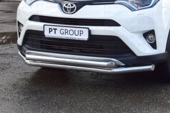 23 799 р. Защита переднего бампера двойная из труб d63/63 мм Petroil Tuning  Toyota RAV4  XA40 (2015-2019) 5 дв. рестайлинг (Нержавеющая полированная сталь)  с доставкой в г. Воронеж. Увеличить фотографию 3