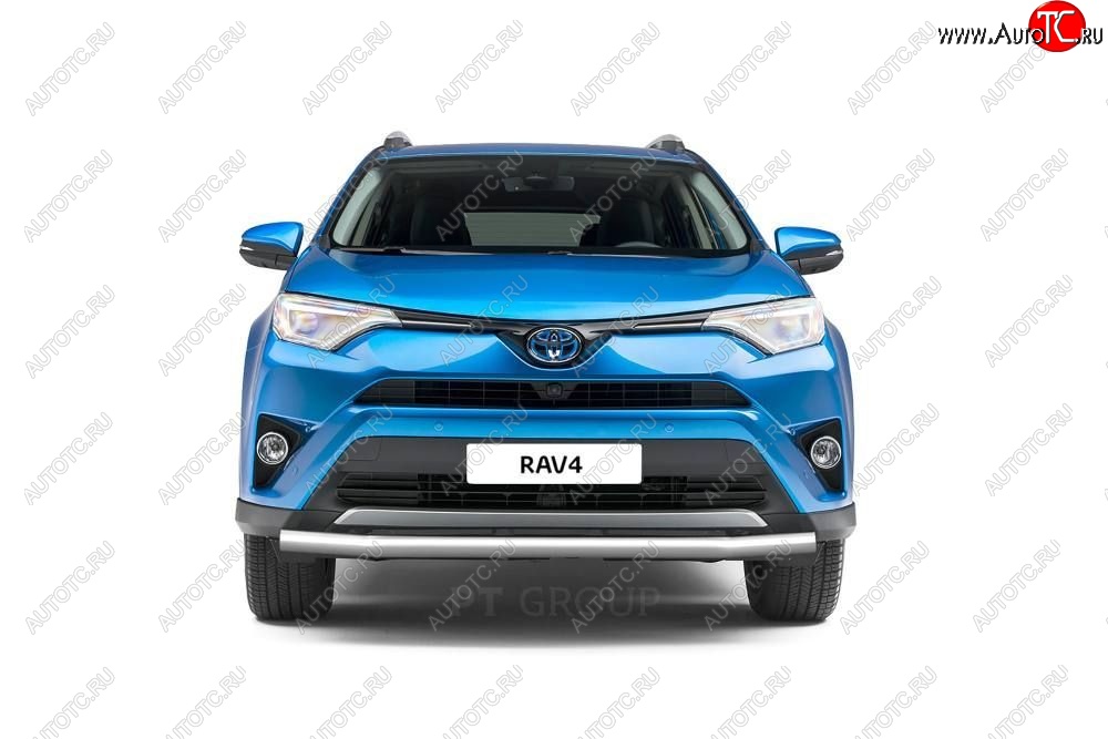 22 139 р. Защита переднего бампера одинарная из трубы d63 мм Petroil Tuning Toyota RAV4 XA40 5 дв. рестайлинг (2015-2019) (Нержавеющая полированная сталь)  с доставкой в г. Воронеж