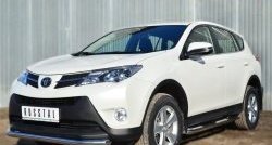 14 449 р. Защита порогов с пластиковыми вставками для ног из круглой трубы диаметром 76 мм Russtal Toyota RAV4 XA40 5 дв. дорестайлинг (2012-2015) (Защита порогов с со скосами на торцах (вариант 1))  с доставкой в г. Воронеж. Увеличить фотографию 4