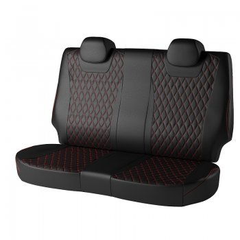 13 949 р. Чехлы для сидений Lord Autofashion Байрон (экокожа)  Toyota RAV4  XA40 (2012-2019) 5 дв. дорестайлинг, 5 дв. рестайлинг (Чёрный, вставка чёрная, строчка красная)  с доставкой в г. Воронеж. Увеличить фотографию 2