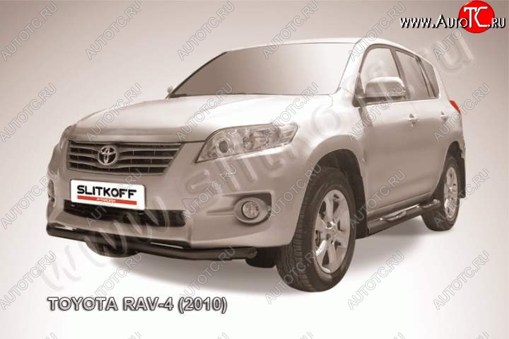 7 399 р. Защита переднего бампер Slitkoff Toyota RAV4 XA30 5 дв. 2-ой рестайлинг (2010-2013) (Цвет: серебристый)  с доставкой в г. Воронеж