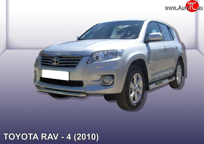 9 649 р. Защита переднего бампера из короткой трубы диаметром 57 мм Slitkoff Toyota RAV4 XA30 5 дв. 2-ой рестайлинг (2010-2013) (Цвет: нержавеющая полированная сталь)  с доставкой в г. Воронеж