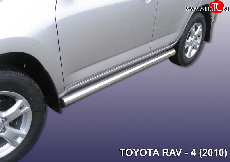 13 649 р. Защита порогов из круглой трубы диаметром 76 мм Slitkoff Toyota RAV4 XA30 5 дв. 2-ой рестайлинг (2010-2013) (Цвет: нержавеющая полированная сталь)  с доставкой в г. Воронеж
