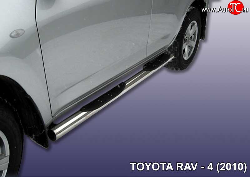 15 699 р. Защита порогов из трубы d76 мм с пластиковыми вставками для ног Slitkoff Toyota RAV4 XA30 5 дв. 2-ой рестайлинг (2010-2013) (Цвет: нержавеющая полированная сталь)  с доставкой в г. Воронеж
