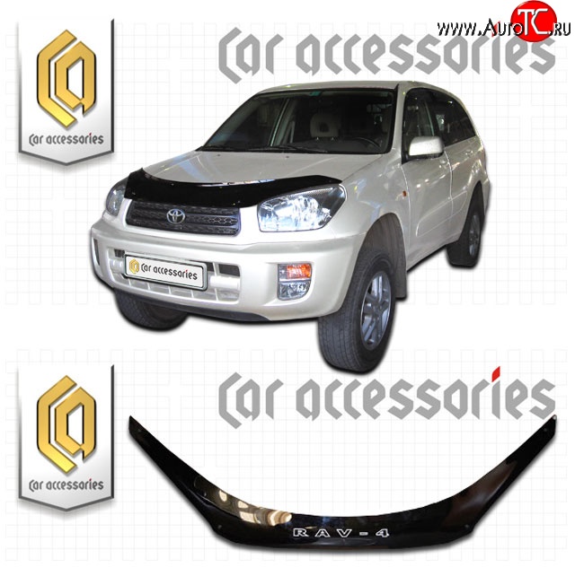2 199 р. Дефлектор капота CA-Plastic  Toyota RAV4  CA20 (2000-2005) 5 дв. дорестайлинг, 5 дв. рестайлинг (Classic черный, Без надписи)  с доставкой в г. Воронеж