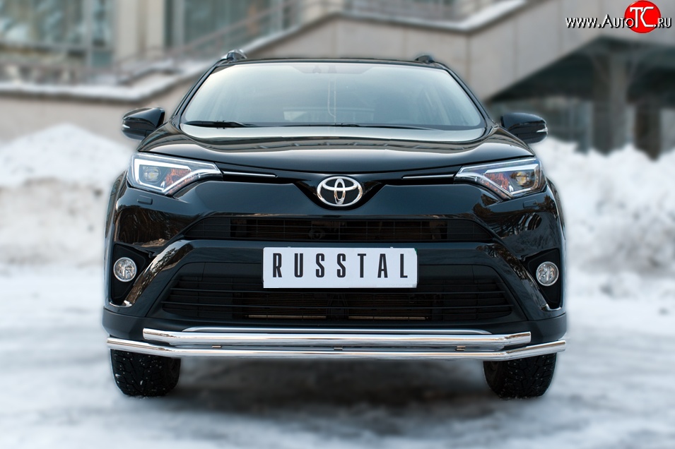 17 549 р. Защита переднего бампера (2 трубыØ42 мм, нержавейка) SLITKOFF  Toyota RAV4  XA40 (2015-2019) 5 дв. рестайлинг  с доставкой в г. Воронеж