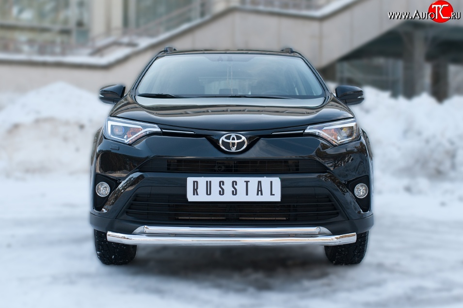 19 549 р. Защита переднего бампера (2 трубыØ63 и 42 мм, нержавейка) SLITKOFF  Toyota RAV4  XA40 (2015-2019) 5 дв. рестайлинг  с доставкой в г. Воронеж