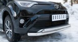 20 349 р. Защита переднего бампера (2 трубыØ75х42 и 63 мм, нержавейка) Russtal Toyota RAV4 XA40 5 дв. рестайлинг (2015-2019)  с доставкой в г. Воронеж. Увеличить фотографию 2